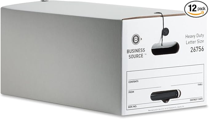 Business Source 26756 Med. Duty Storage Box Ltr 700 lb. 12-Inch x24-Inch x10-Inch 12/CT WE