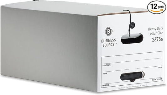 Business Source 26756 Med. Duty Storage Box Ltr 700 lb. 12-Inch x24-Inch x10-Inch 12/CT WE