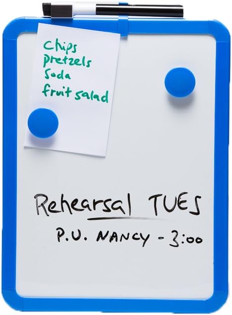 Charles Leonard Magnetic Dry Erase Boards - 8.5 x 11" Mini Whiteboards for Home, Office - Pack of 4 Personal White Board Sets Each Include Marker/Eraser & 2 Magnets - Assorted Colors (35204)
