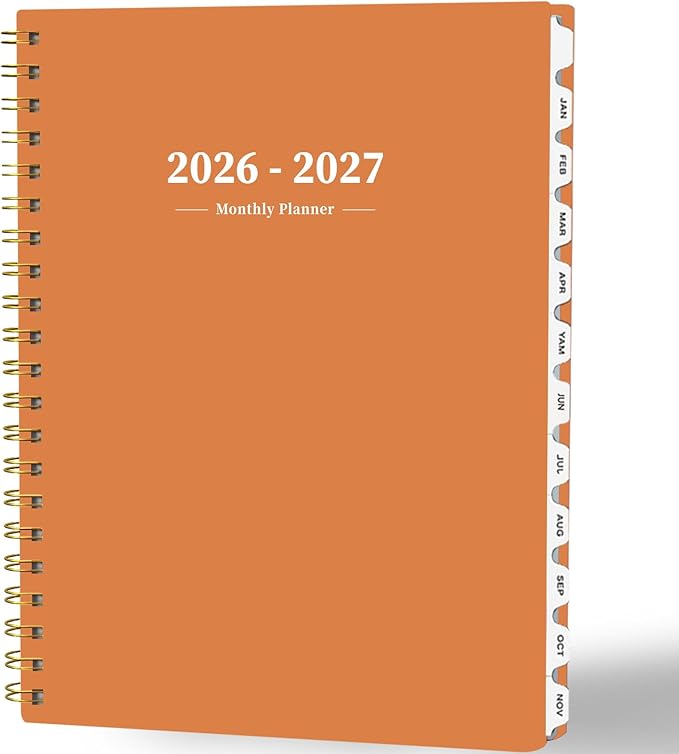 Ymumuda 2026 Planner-2 Year Monthly Planner 2026-2027, JAN.2026 - DEC.2027, 8.5" x 11", 26-27 Monthly Calendar,Large Planner with Spiral Bound, 24 Months Perfect for School Office Schedule - Orange