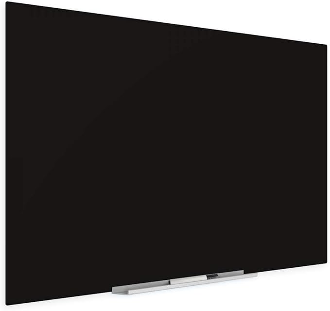 Glass Dry Erase Board 48"x60", Black Surface with Eased Corners, Frameless Glass Board for Wall with Markers, Magnets, Eraser for Home & Office by Fab Glass and Mirror