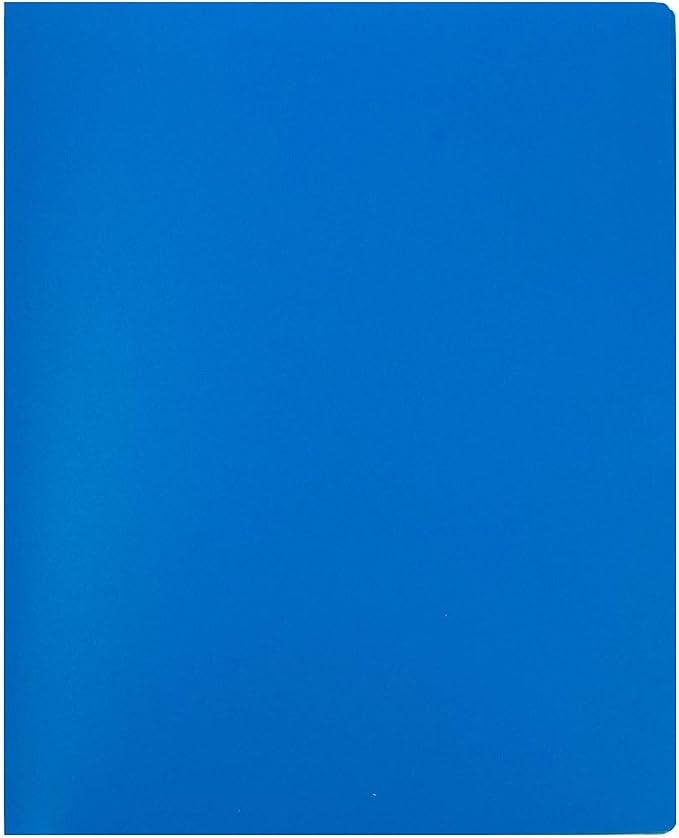 JAM PAPER Heavy Duty Plastic Multi Pocket Folders - 10 Pocket - Blue - Sold Individually