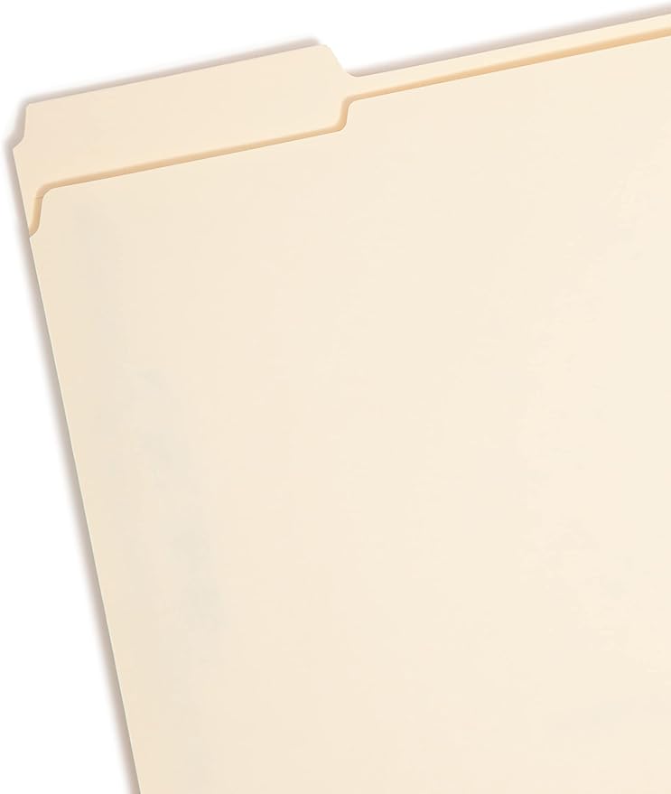 Smead Fastener File Folder with SafeSHIELD® Fasteners, 2 Fasteners, Reinforced 1/3-Cut Tab, Letter Size, Manila, 50 per Box (14555)