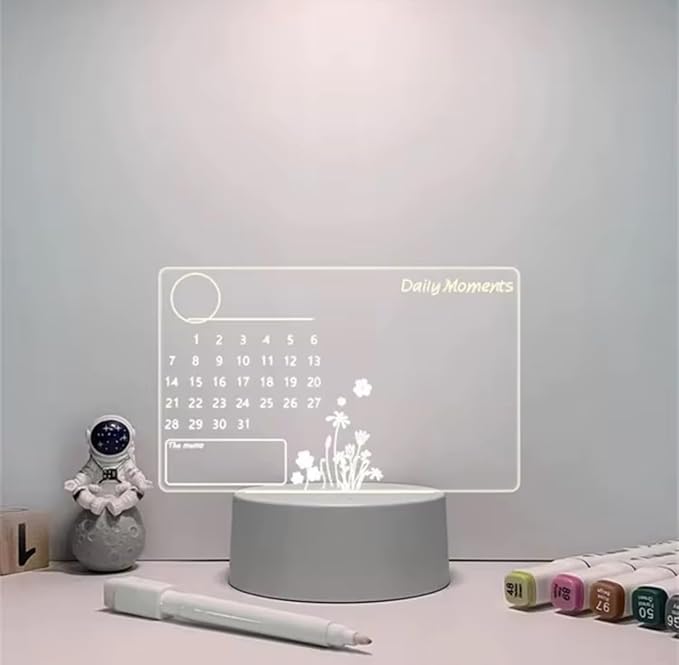LED Horizontal Message Board Light, Acrylic Writing Display Lamp with Stand, White (Horizontal)
