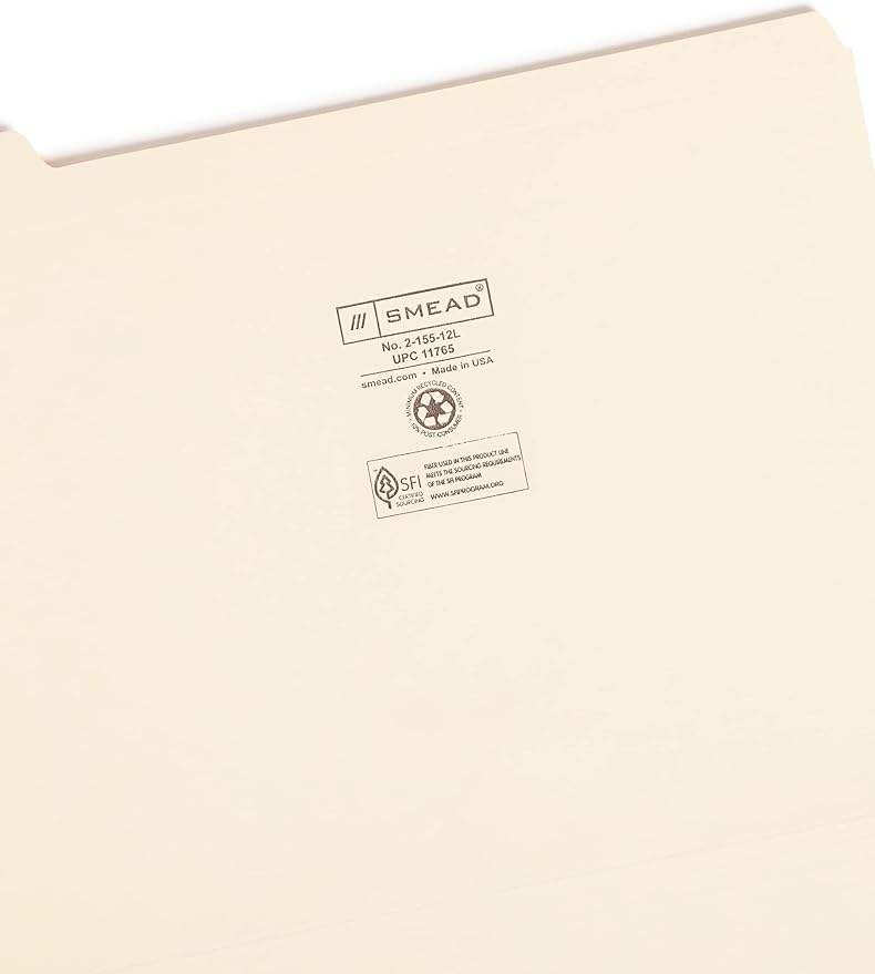 Smead Indexed File Folders, Monthly (Jan-Dec), 1/5-Cut Tab, Assorted Positions, Letter Size, Manila, 1 Set of 12 (11765)