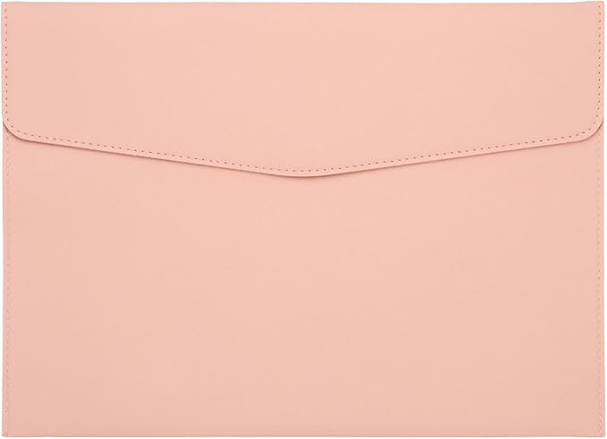 PATIKIL PU Leather A4 File Folder, Document Holder Filing Organizer Portfolio Envelope Folder Case with Snap Closure for Letter Receipt Style 2, Pink