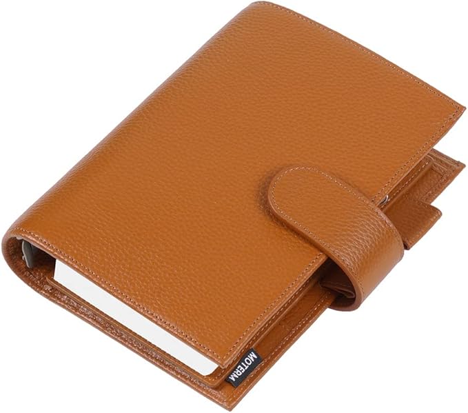 Moterm Personal Luxe Rings Planner - Genuine Leather Binder Organizer (30mm Ring, Pebbled-Burnt Orange)