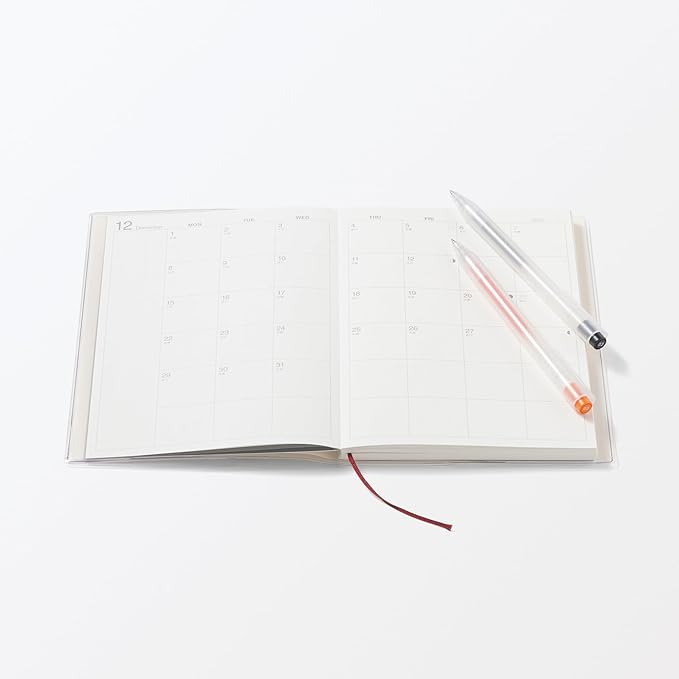 MUJI 848545 2026 B6 Vertical Schedule Book, Starts December 2025, B6, White, Monthly Weekly