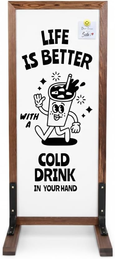 Ilyapa Large Whiteboard Sign - Free Standing Magnetic Sidewalk Sign - Outdoor Menu for Restaurant, Food Truck, Party, or Wedding - 42x18 Inch - Brown