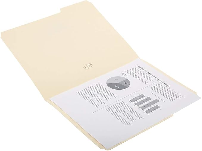 Staples File Folders, Letter Size, 1/3‑Cut Right‑Position Tabs, Manila, Durable Paper Stock, 100/Pack