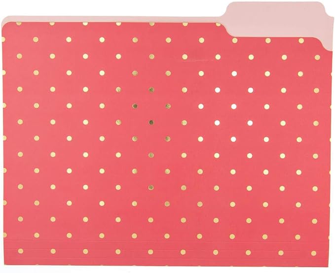 Graphique Flamingo Pink File Folder Set – File Set Includes 9 Folders and 3 Unique Flamingo and Polka Dot Designs, Embellished w/ Gold Foil on Durable Triple-Scored Coated Cardstock, 11.75" x 9.5"