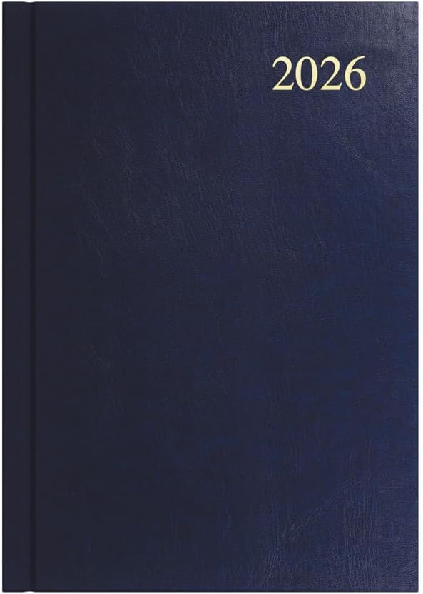 Collins - Essential - 2026 12 Month Calendar Year Planner, Week-To-View Diary, A5 Hard Cover - Dark Blue (ESSA53.65-26)