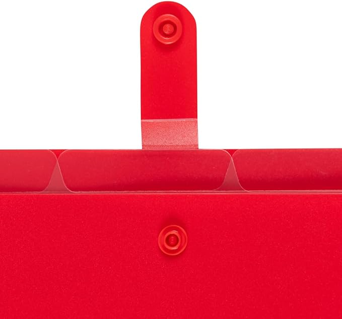 JAM PAPER Slim Expanding File Folder - 5 Pocket Plastic File Folder – Snap Closure - 9 x 11 1/2 - Red - Sold Individually