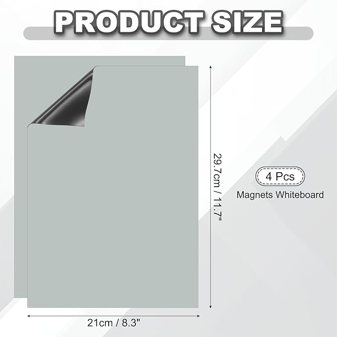 PATIKIL Dry Erase Board, A4 4 Pack Magnets Whiteboard Fridge Calendar to Do List Magnetic Board Office Supplies for Home Kitchen Refrigerator Desk Wall, Silver