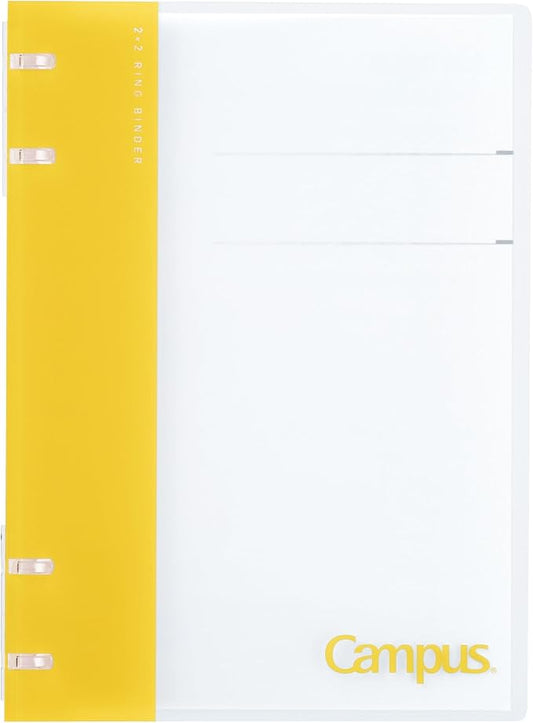 Kokuyo Campus Refillable Notebook, A5 2x2 Slim Ring Binder Notebook with Customizable Title Page, 40 Sheets Capacity. Suitable for 20 Holes Loose Leaf Paper, Yellow (RU-NP134Y)