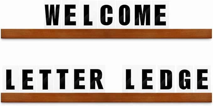 Yousoontic Classroom Wall Letter Ledge Set Changeable Letter Board Shelf with 136 Letters/numbers/symbols, 4 Dark Walnut Wooden Ledges Floating Message Board Sign for Daily Announcements Reminders