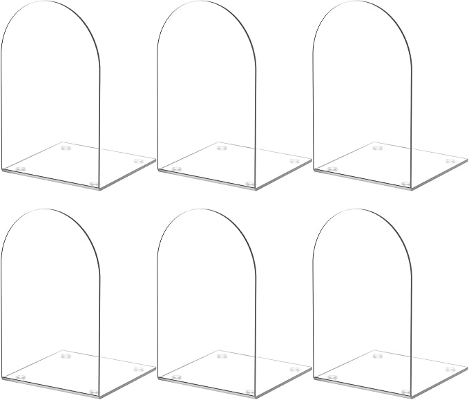 Acrylic Bookends 6 Pieces, Book Ends for Shelves, Clear Bookends for Shelves, Transparent Book Organizer for Desktop, Shlef Book Stopper for Home Office