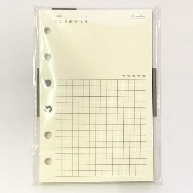 A7 Planner Refill, A7 Agenda Refill Diary Note Daily Plan Paper for Filofax,6 Hole/100gsm Paper Removable Planner Inserts 6 Rings, 4.84 x 3.23'', Harphia