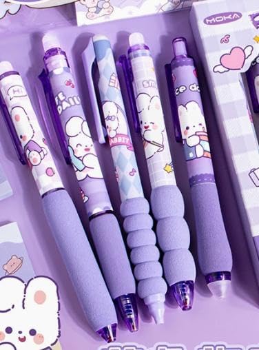 10 PCS Novelty Capybara Erasable Gel Pens Bunny Pens Soft sponge pencil holder With Blue Ink for School Office Journaling Christmas Birthday Party