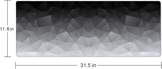 White Grey Geometric Extended Big Mouse Pad Large,XL Gaming Mouse Pad Desk Pad,31.5x11.8inch Long Computer Keyboard Mouse Mat Mousepad with 3mm Non-Slip Base and Stitched Edge for Home Office Work