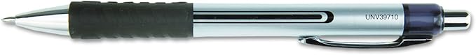 Universal Comfort Grip Gel Pen, Retractable, Medium 0.7 Mm, Black Ink, Silver Barrel, 36/Pack