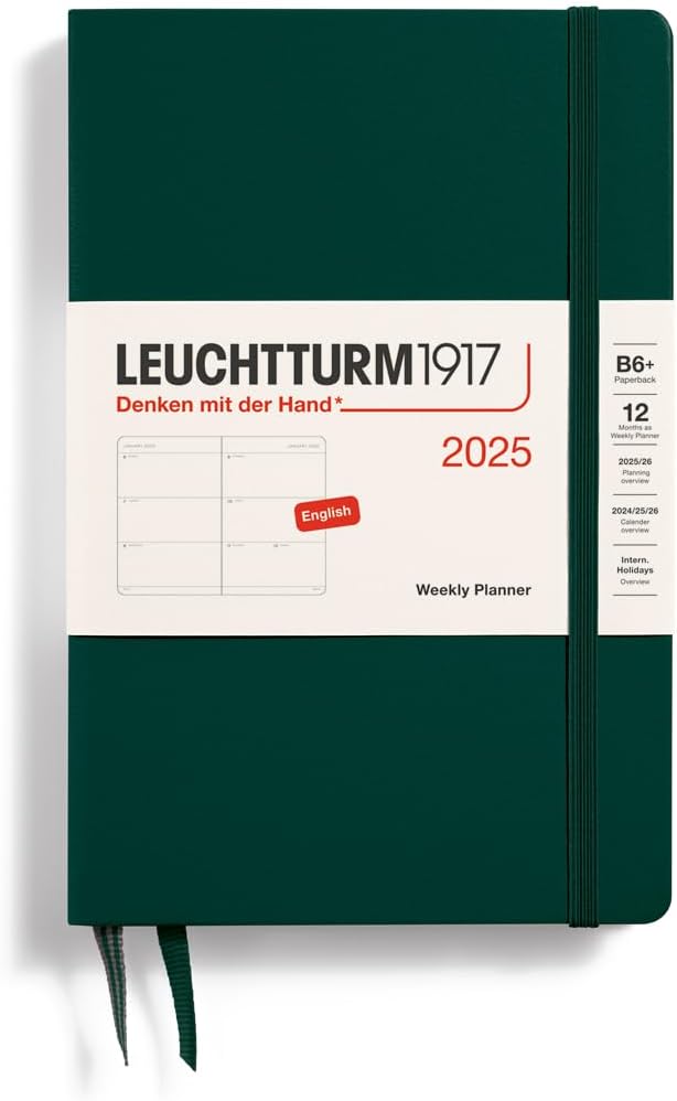 LEUCHTTURM1917 - Weekly Planner 2025, Hardcover, Paperback (B6+), Forest Green (Jan 1 - Dec 31, 2025)