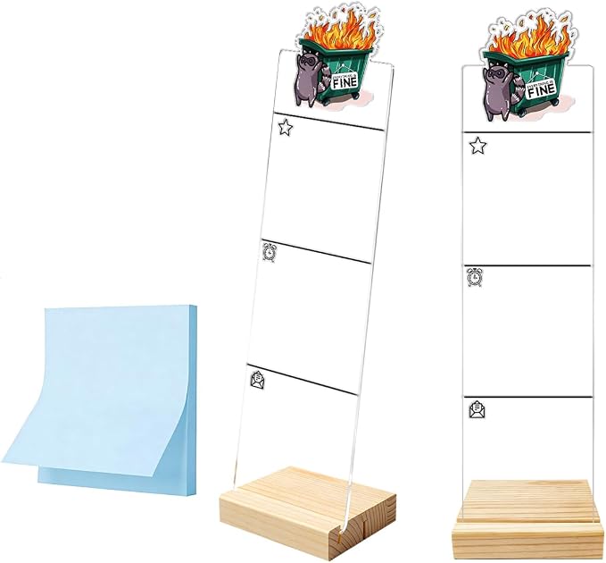 Monitor Memo Board Computer Monitor Memo Board Sticky Note Organizer Raccoon Acrylic Desk Accessories Dumpster Fire Desk Accessories Removable Wooden Base Set Sticky Notes 100 Sheets 11.8×3.1 inches