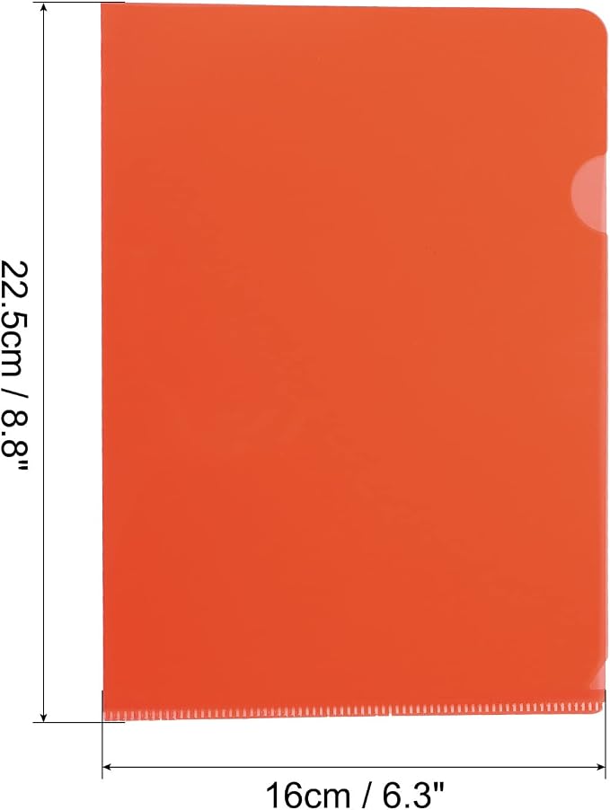 PATIKIL L Type Folders, 24 Pack A5 8.8 x 6.3 Plastic File Project Pockets Clear Paper Document Jacket Sleeve for Office, Red
