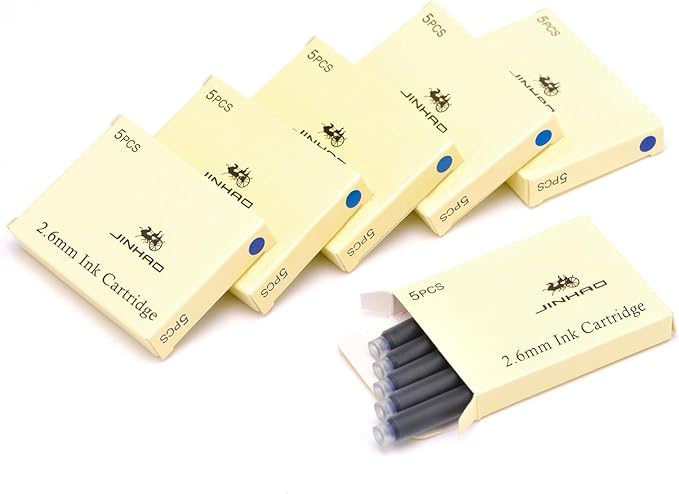 Jinhao Fountain Pen Blue Ink Cartridge International Standard 2.6mm Bore Diameter Ink Refill Set of 30 PCS