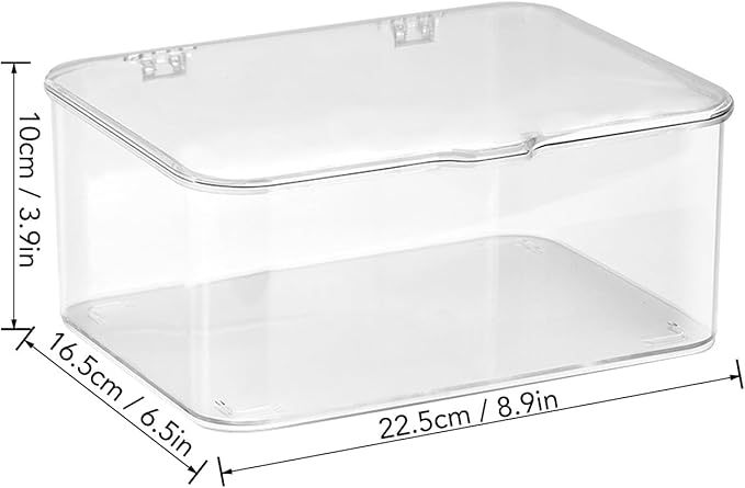 Clear Storage Bins, Plastic Storage Container with Lids Desk Organizers Clear Marker Organizer Desktop Office Supplies for Home Office (Transparent)