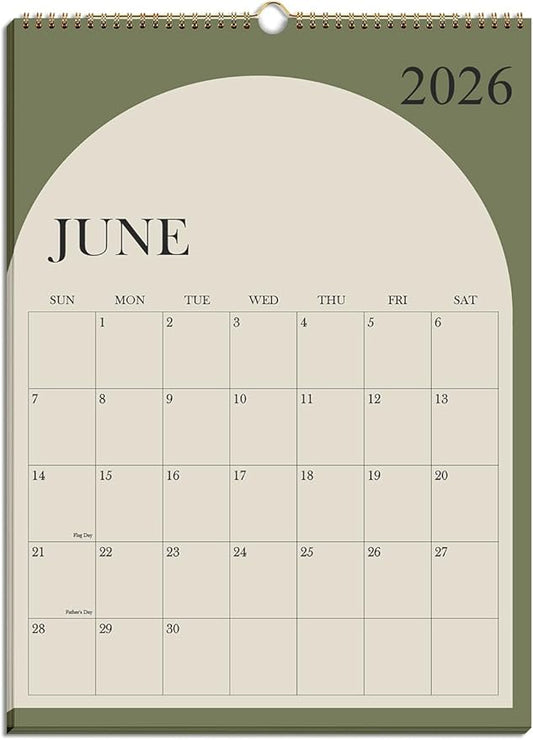 Wall Calendar 2026-2027 - 19 Months Calendar 2026-2027 from June 2026 - December 2027, 2026-27 Wall Hanging Calendar Planner with Thick Paper, 12" x 14.5", Cyan