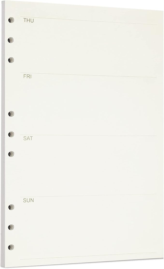 Zelten 1 Pack B5 45 Sheets/90 Pages Weekly Planner Loose Leaf Punched Paper Refills Paper for 9 Hole Binder Personal Organizer Diary Notebook Refillable Planner