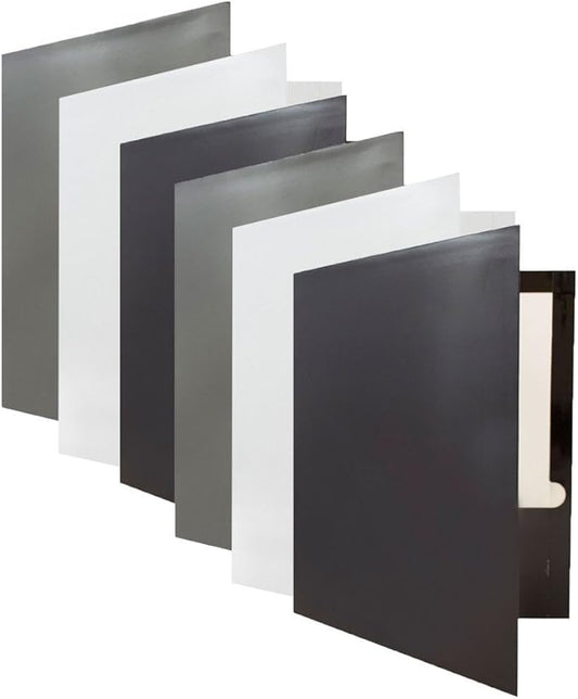 JAM PAPER Laminated Two Pocket Glossy School Folders - Letter Size - High Gloss Assorted Business Colors - 6/Pack