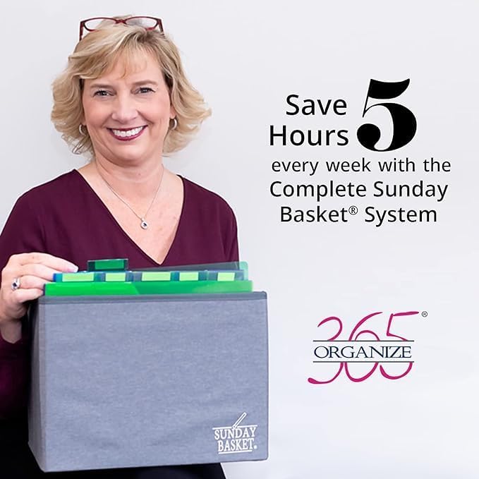 Organize 365 Paper Organizer Solution | Home Office Organization & Document Holder | File Box for Paper Storage | The Classic Sunday Basket® System (Raspberry Embrace)