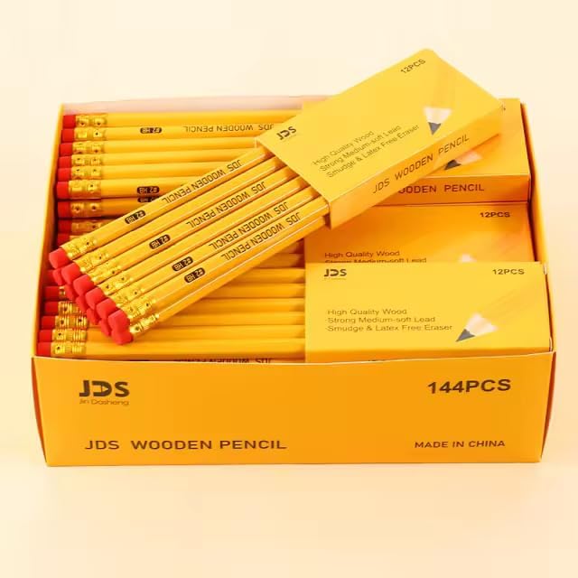 Pencils #2 HB Lead Woodcased Yellow Non Sharpened Hexagonal Shape Best For Schools Offices Teachers And Students Pack Of 12 Extra Strong Pencils With Eraser