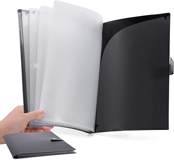 Cesil 10-Pocket File Folder, Letter A4 Paper Project Organizer Folders with Snap Button, Plastic Document Organizer for School Office Home