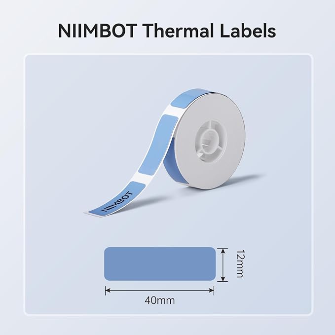 NIIMBOT Label Maker Tape for D11/D110/D101 Label Maker, 12 x 40 mm (0.47'' x 1.57'') for Home Office Labeling Tape Replacement, Blue