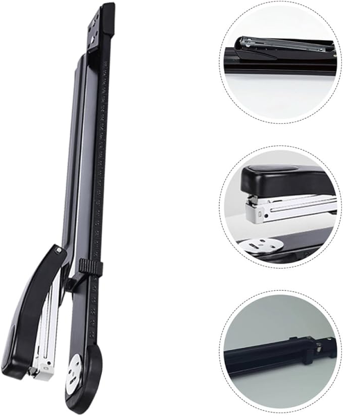 OSALADI Large Capacity Long Arm Stapler for Office Desk, Portable Manual Spring Stapler with Thick Paper Punching Function, Heavy-Duty Binding Tool for Home and Office Use