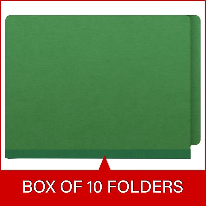 25 Pt. Pressboard Classification Folders, Full Cut End Tab, Letter Size, No Dividers, Moss Green (Box of 25)