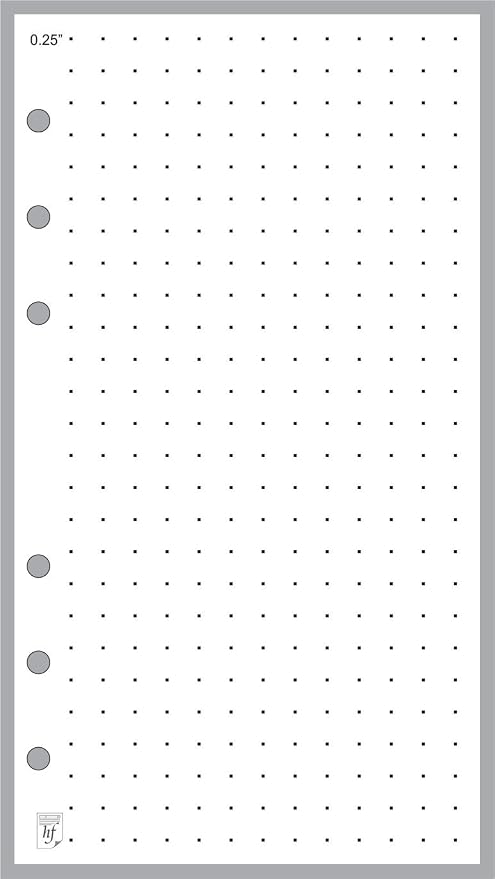 Personal Size 1/4" Dot Grid Paper Refill, Sized and Punched for Filofax Personal Notebook (3.7" x 6.75")