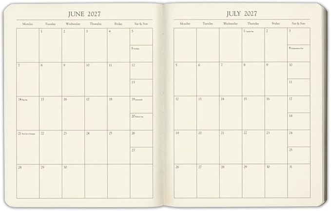 Gallery Leather Large Weekly Monthly Planner 2027, Elegantly Bound Calendar Planner and Notebook with Stylish Gold-Gilded Page Edges, 12 Months - Caribbean Red - 9.75x7.5"