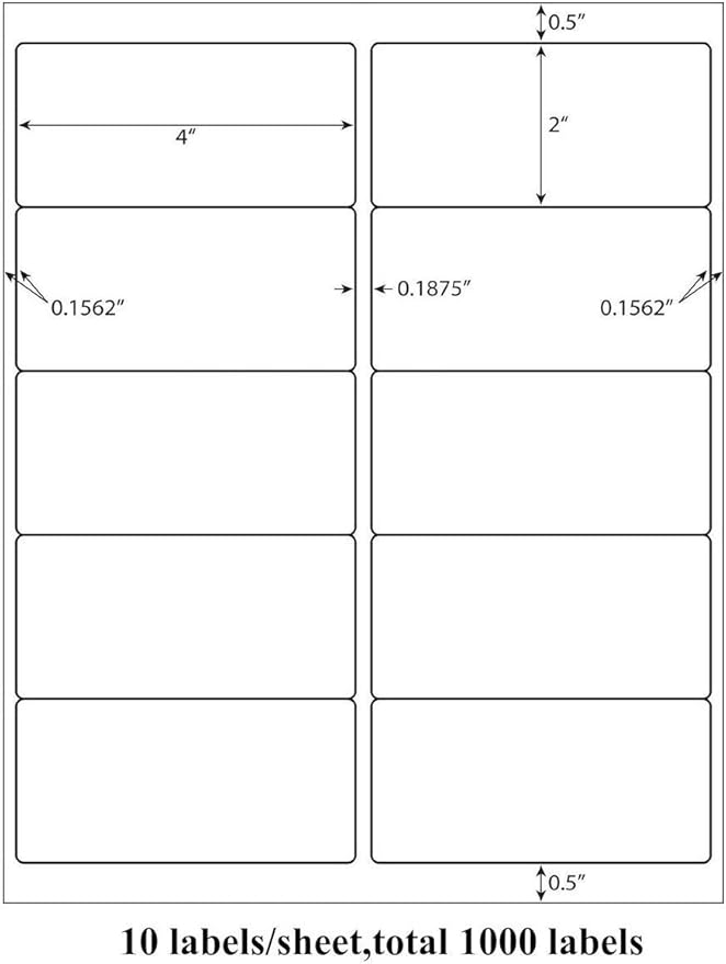 9527 Product 6 up 3-1/3 X 4 Sticker Labels Shipping Address Labels for Laser/Ink Jet Printer,1000 Sheets,Total 6000 Labels