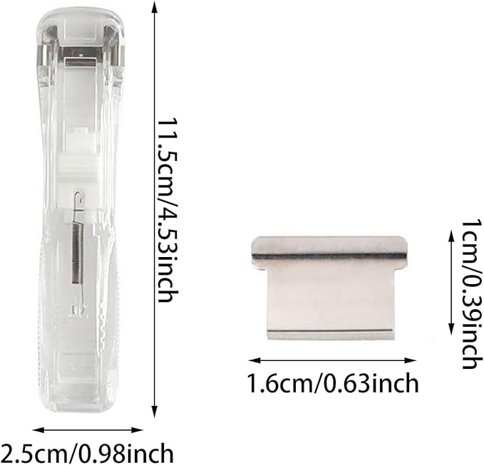2-Pack Reusable Binder Clip Stapler, Portable Push Clip Stapler with 200 Refill Clips, Punchless Desktop Stapler for Office School Home, Eco-Friendly Paper Clamp Dispenser (White)