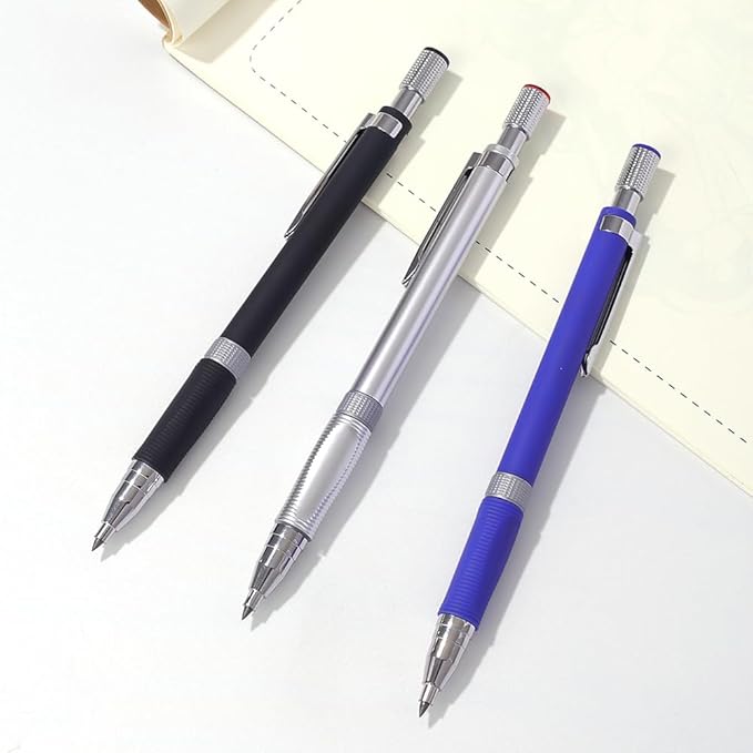 3PCS Mechanical Pencil Set 2.0mm 2B Refillable Auto Pencils Built-in Sharpener 1 Box (36 Color Leads) 1 Eraser Smooth Writing & Drawing Tools for Artists, Office & School Supplies Sketching Drawing