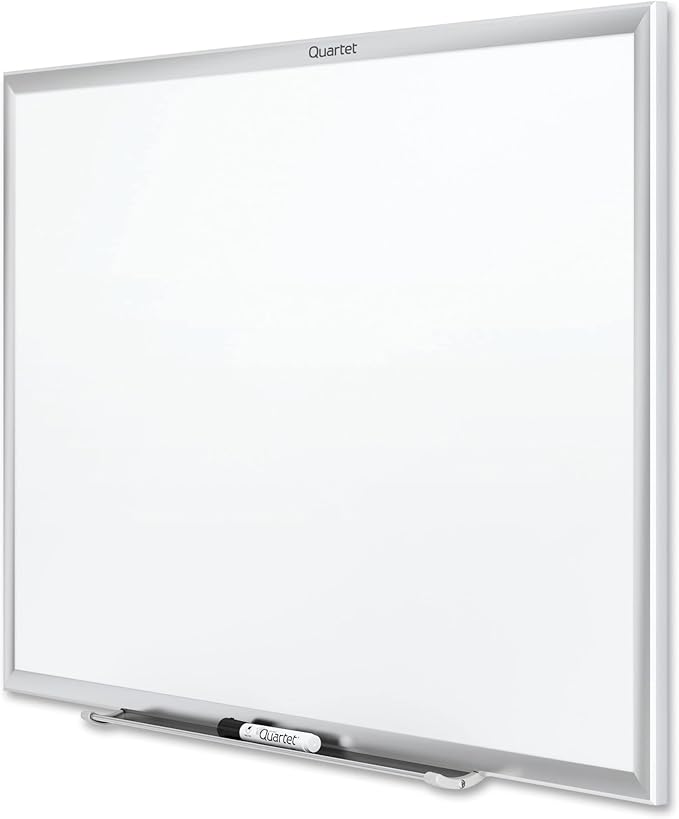 Quartet Dry Erase White Board 36"W x 24"H Non-Magnetic Whiteboard, Total Erase, Silver Aluminum Frame (S533)