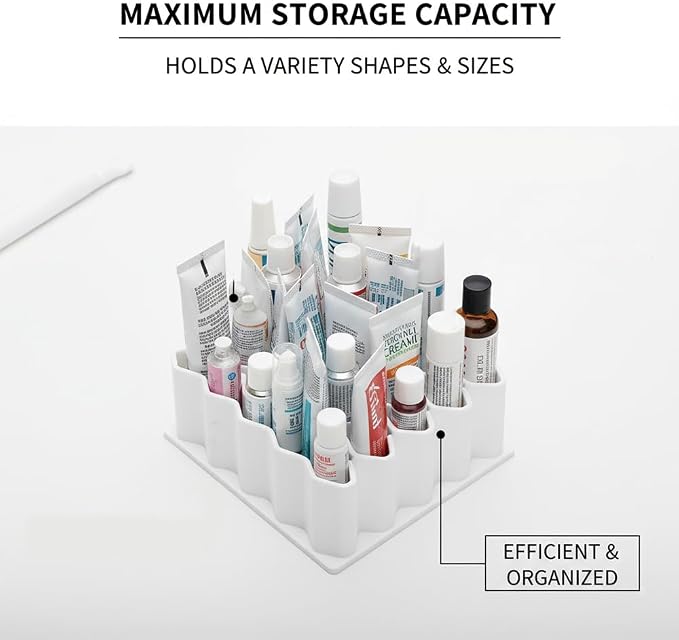 Medicine Storage Rack, 2 Pack, White Plastic, Honeycomb Design, Small Tubular Organizer with Multiple Compartments for Medical Supplies