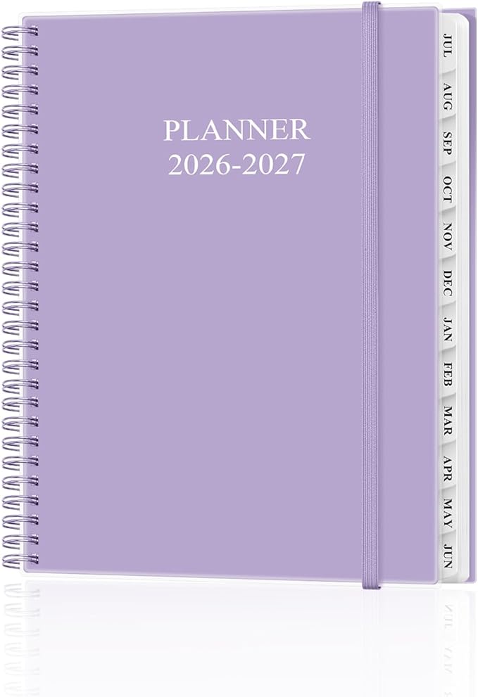 Academic Planner 2026-2027 - Weekly & Monthly Planner from July 2026 to June 2027, Agenda 2026 2027 with Inner Pocket, Elastic Band, 8.5" x 11", Purple