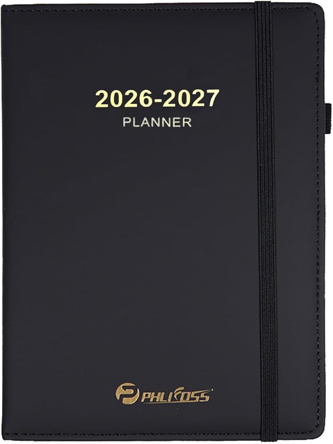 Daily Planner 2026-2027, Academic Calendar(July 2026 - June 2027) - One Page Per Day, Daily Monthly Agenda, 5.7" x 8.3" Appointment Book with Hourly Schedule and Monthly Tabs (Black)