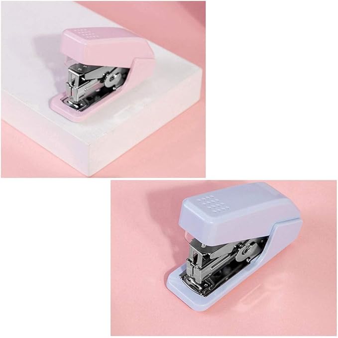 Liudan Stapler Mini Stapler, Movable Multifunction Staple Container, Pink Ladies Stationery, Hand, Compact, 20-Sided Capacity (Blue) Office Stapler (Color : B)