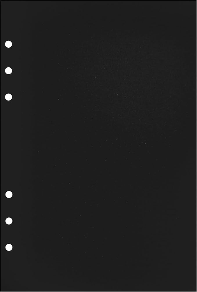 Zelten 1 Pack A5 6 Hole 30 Sheets/60 Pages Black Cardstock Loose Leaf Punched Paper Refills Paper for 6 Hole Binder Personal Organizer Diary Notebook Refillable Planner